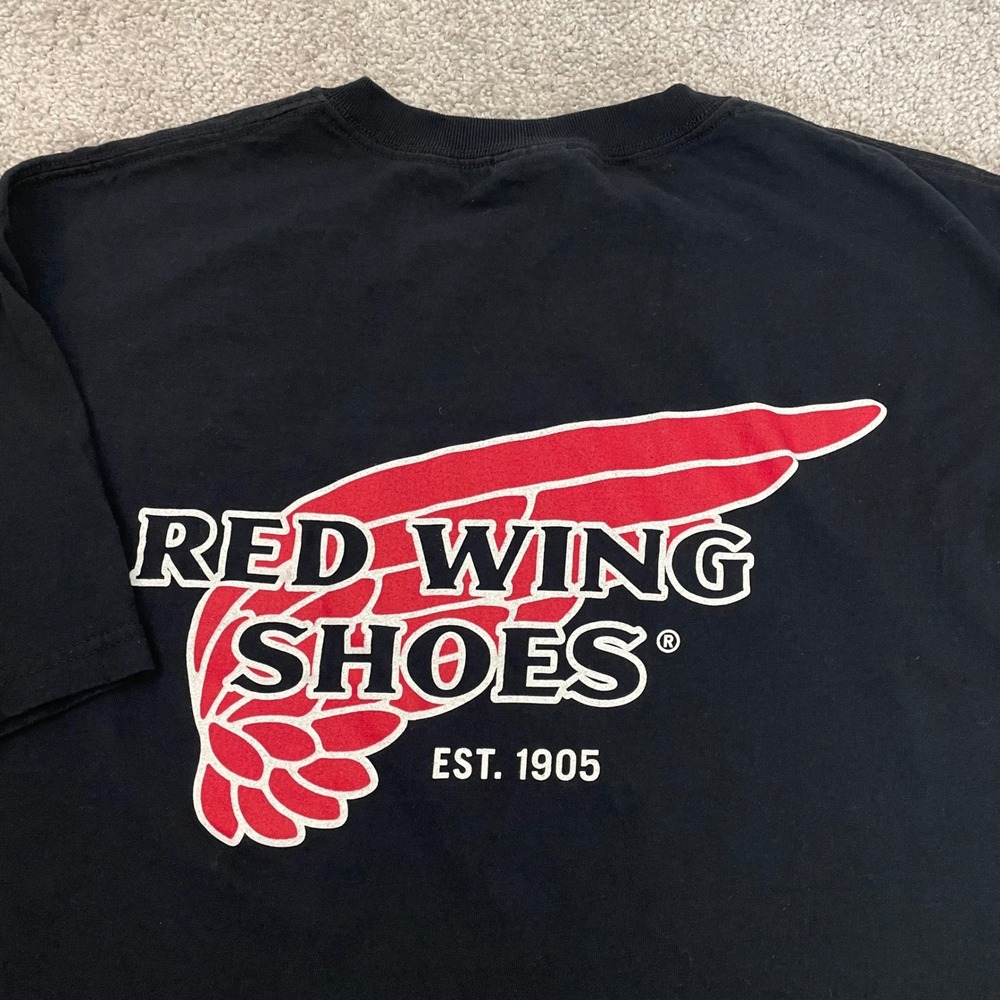 Red Wing Shoes T Shirt Mens Large Graphic Logo Short Sleeve Cotton Black